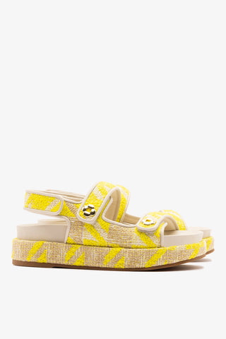 Jetty Sandal Yellow Printed Fabric Sandal Larroudé