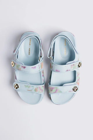 Larroudé x Markarian: Jetty Sandal Apple Blue Floral Ikat Sandal Larroudé x Markarian