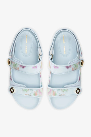 Larroudé x Markarian: Jetty Sandal Apple Blue Floral Ikat Sandal Larroudé x Markarian