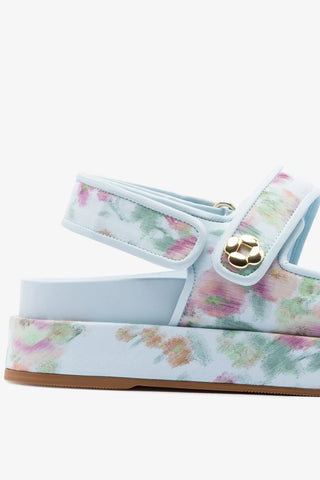 Larroudé x Markarian: Jetty Sandal Apple Blue Floral Ikat Sandal Larroudé x Markarian