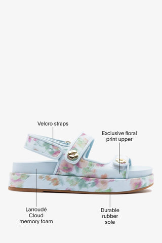 Larroudé x Markarian: Jetty Sandal Apple Blue Floral Ikat Sandal Larroudé x Markarian