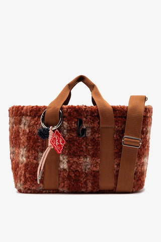 Americana Tote Bag In Berry Plaid Fur