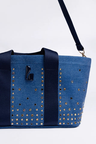 Americana Tote Bag Blue Denim Bag Larroudé