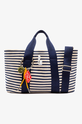 Americana Tote Bag In Indigo And Natural Awning Stripe