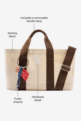 Americana Tote Bag In Ivory Awning Stripe