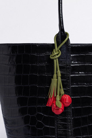 City Tote Bag Black Croco Leather Bag Larroudé