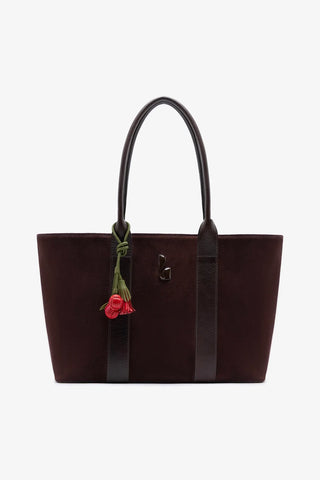 City Tote Bag Brown Suede Bag Larroudé