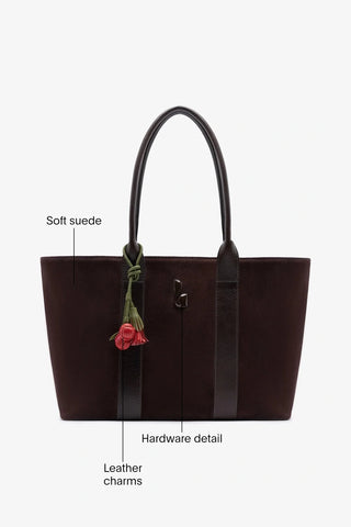 City Tote Bag Brown Suede Bag Larroudé