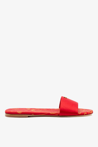 Ivy Flat In Cherry Satin Flat - Sandal Larroudé