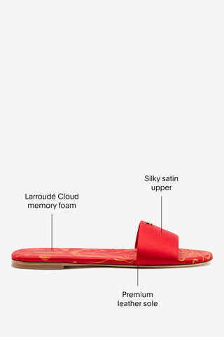 Ivy Flat In Cherry Satin Flat - Sandal Larroudé