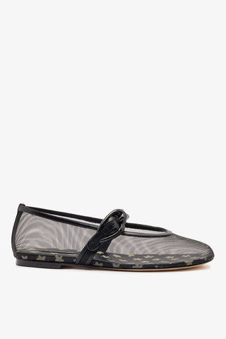 Verona Mesh Ballet Flat In Black Mesh and Leather