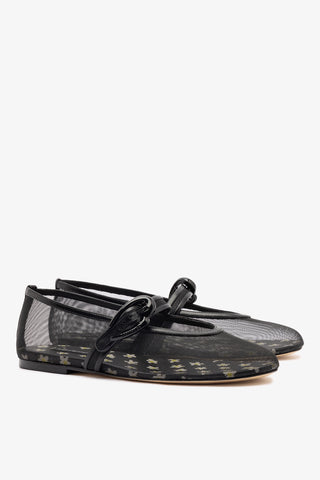 Verona Mesh Ballet Flat In Black Mesh and Leather