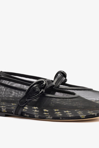 Verona Mesh Ballet Flat In Black Mesh and Leather