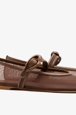 Verona Mesh Ballet Flat Burnt Umber Leather Flat Larroudé