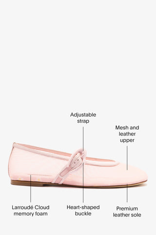 Verona Mesh Ballet Flat In Strawberry Cream Mesh and Leather