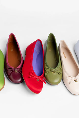 Pavlova Ballet Flat Cherry Satin Ballet Larroudé
