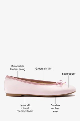 Pavlova Ballet Flat Strawberry Cream Satin Flat Sheridan Cox by Larroudé