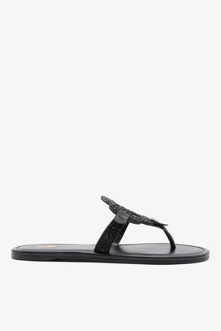 Margherita Crystal Thong Sandal Black Suede Sandal Larroudé