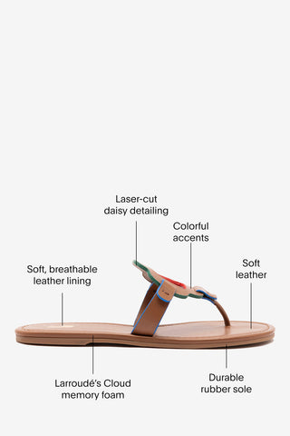 Margherita Thong Sandal In Caramel Leather