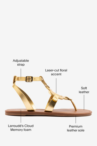 Margherita Sandal In Metallic Gold Leather