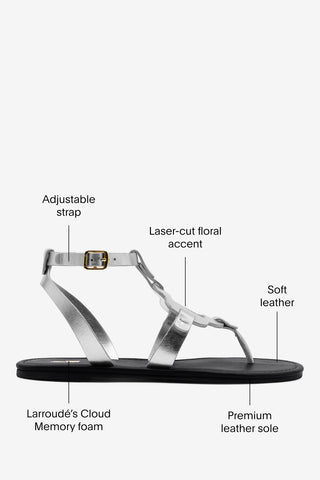 Margherita Sandal In Metallic Silver Leather