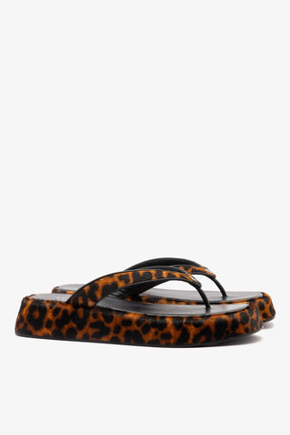 Roxy Thong Sandal Leopard Leather Mule Larroudé