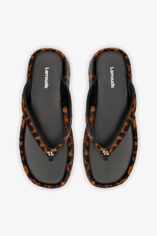 Roxy Thong Sandal Leopard Leather Mule Larroudé