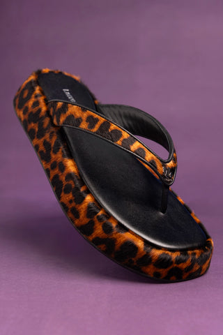 Roxy Thong Sandal Leopard Leather Sandal Larroudé