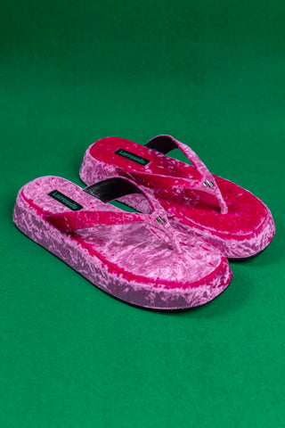 Roxy Thong Sandal Pink Velvet Mule Larroudé