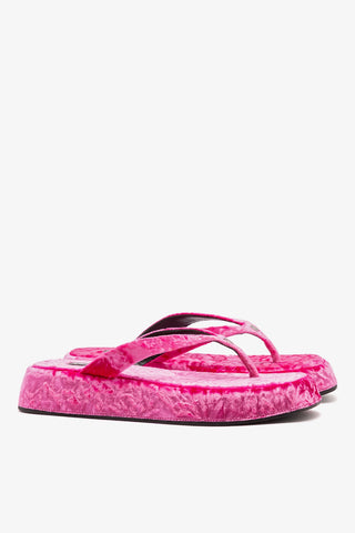 Roxy Thong Sandal Pink Velvet Mule Larroudé