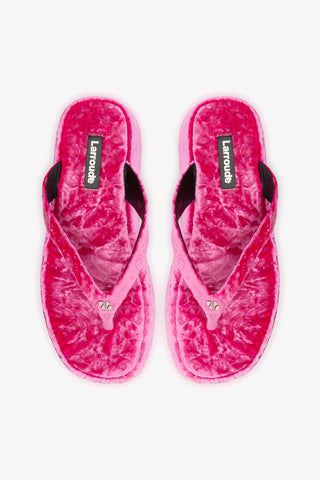 Roxy Thong Sandal Pink Velvet Mule Larroudé