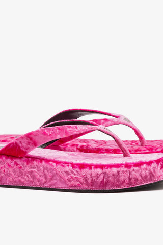 Roxy Thong Sandal Pink Velvet Mule Larroudé
