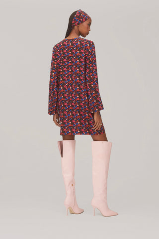 Dede Tunic Dress In Black Floral Silk