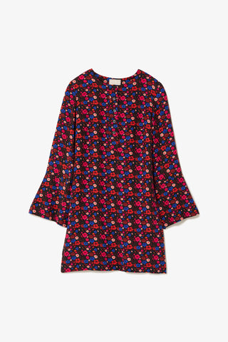 Dede Tunic Dress In Black Floral Silk