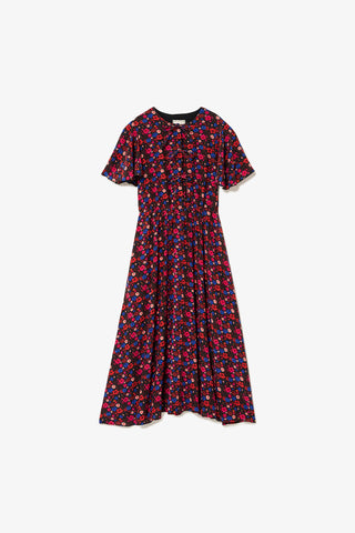 Nicole Dress In Black Floral Silk