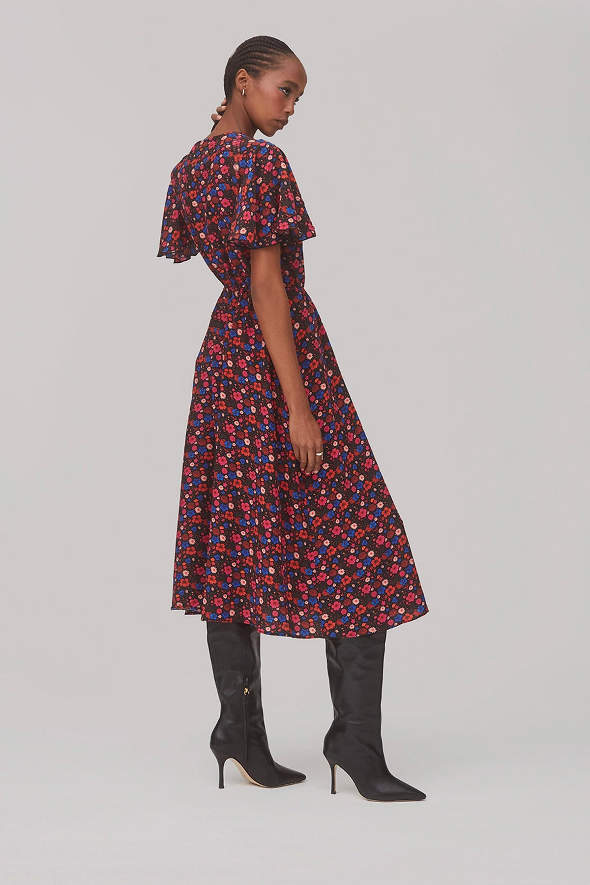 Nicole Dress In Black Floral Silk XS / Black Nicole Dress In Black Floral Silk XS / Black
