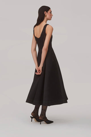 Sophia Dress In Black Satin