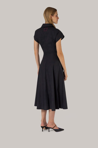 Jessica Buttondown Dress Black Percale Clothing Larroudé x Jonathan Cohen
