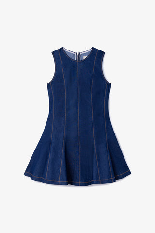 Sarah Dress Blue Denim Clothing Larroudé x Jonathan Cohen