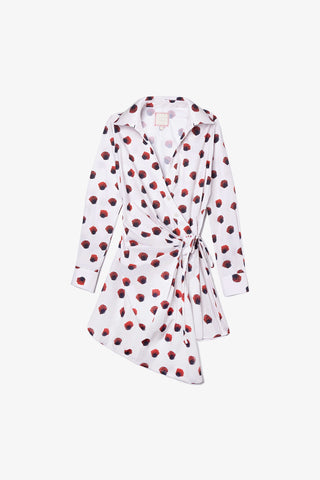 Sashi Wrap Dress White Floral Cotton Clothing Larroudé x Jonathan Cohen