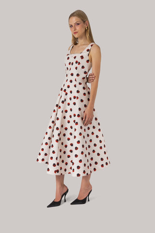 Sophia Dress White Floral Cotton Clothing Larroudé x Jonathan Cohen