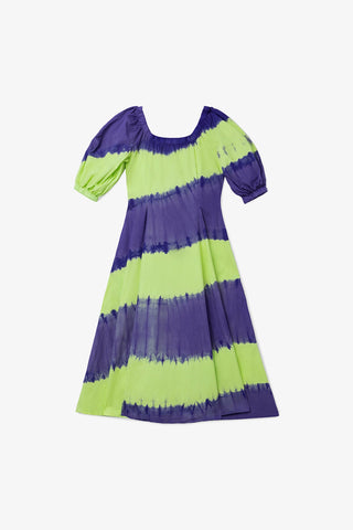 Marissa Dress Purple and Green Tie Dye Cotton Clothing Larroudé x Jonathan Cohen