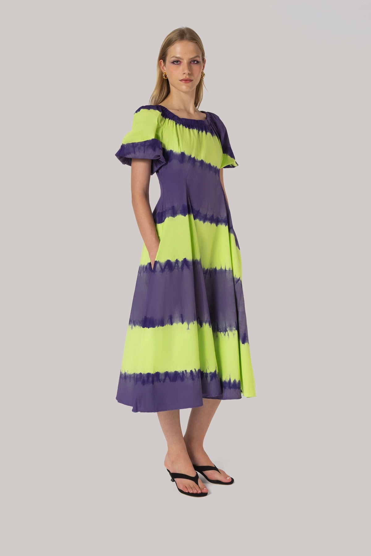 Purple and Green Tie Dye Cotton Dress Marissa Larroude Purple and Green Tie Dye Cotton Dress Marissa Larroude
