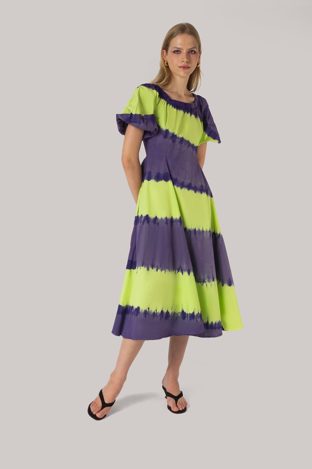 fitted lace wedding dress V NECK GREEN AND PURPLE DRESS – AKA ROUGE main image 1