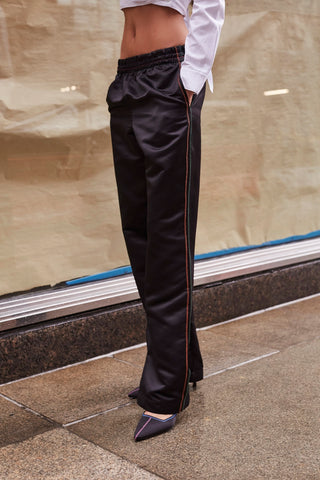 Sally Jogger Pant In Black Satin