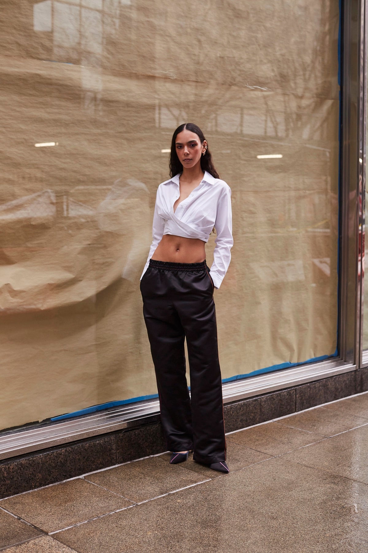 Sally Jogger Pant In Black Satin - Clothing