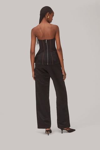 Claire Bustier Top In Black Satin