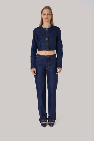 Carola Pant Blue Denim Clothing Larroudé x Jonathan Cohen