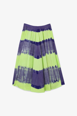 Sharon Skirt Purple and Green Tie Dye Cotton Clothing Larroudé x Jonathan Cohen