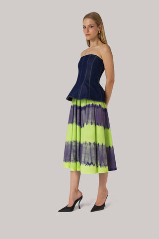 Sharon Skirt Purple and Green Tie Dye Cotton Clothing Larroudé x Jonathan Cohen